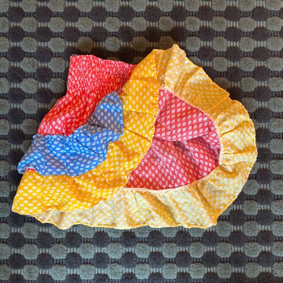 1970s Girl's Fabulous Colorful Cotton Tiered Summer Skirt with - Picture 2 of 6